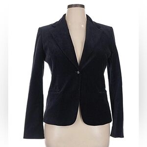 Tahari Black Velvet Single Breasted Detailed Button Structured Blazer Size 6